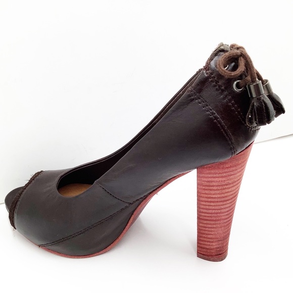 {Diesel}Leather Peep Toe Platform Heels - Picture 6 of 12